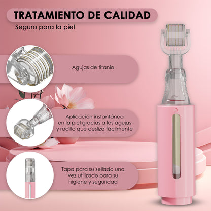Derma roller con depósito de sérum, rosa 0,50 mm