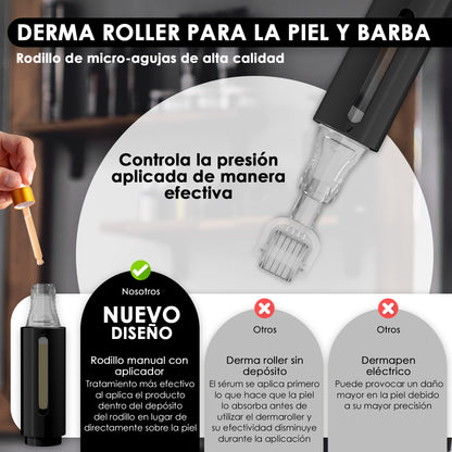Derma roller con depósito de serum, negro 0.50mm