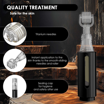 Derma roller con depósito de sérum, negro | Haminos®️