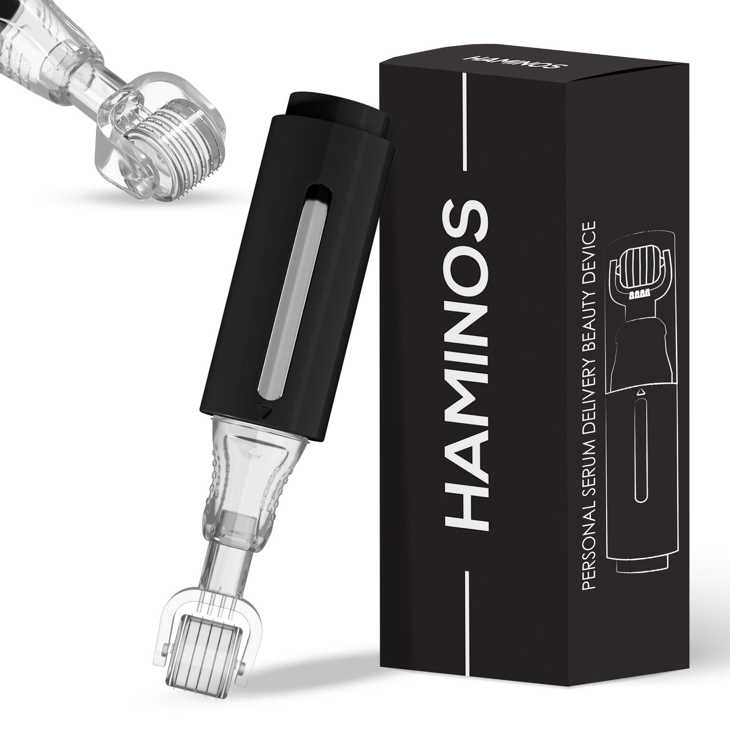 Derma roller con depósito de sérum, negro | Haminos®️