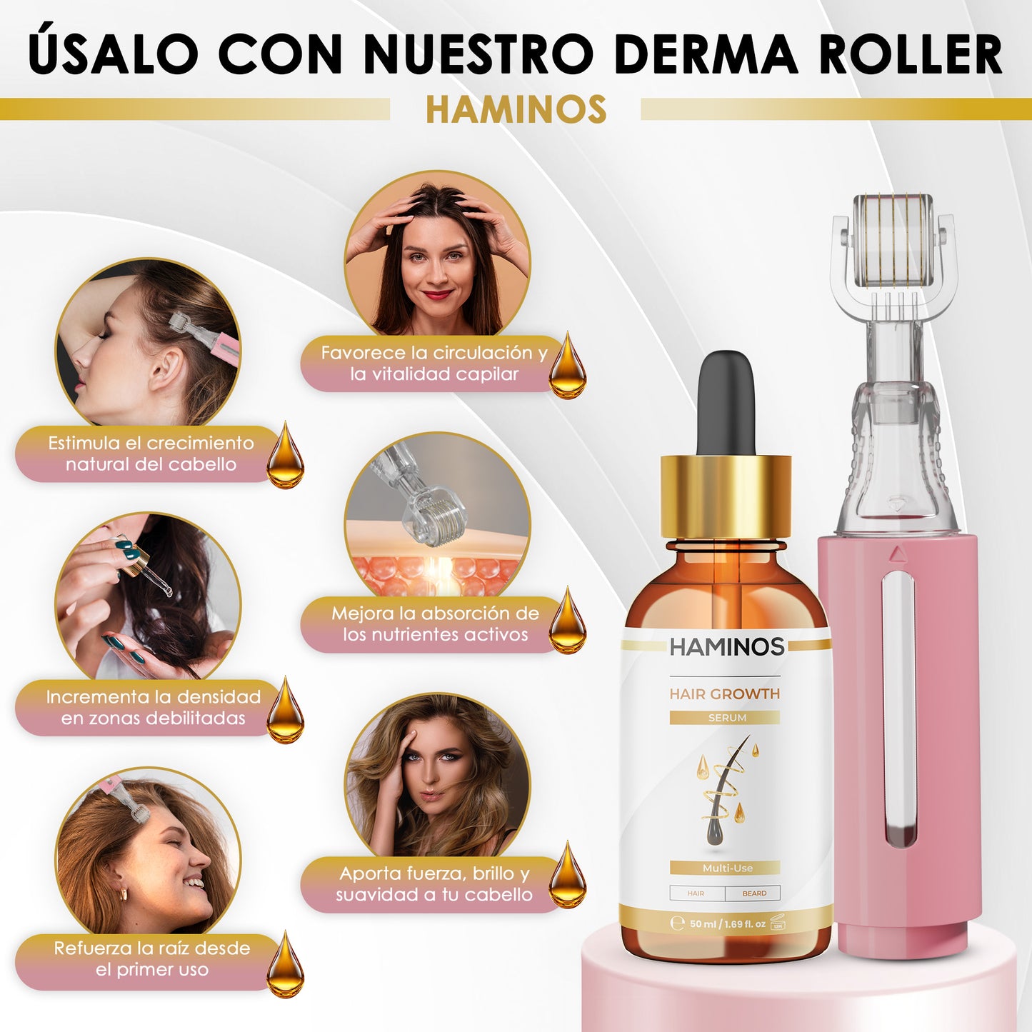 Tratamiento crecimiento capilar para mujer con derma roller